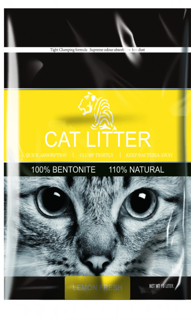 Бентонитовый наполнитель TIGER PET Cat Litter, с ароматом лимона, 5 л/4 кг