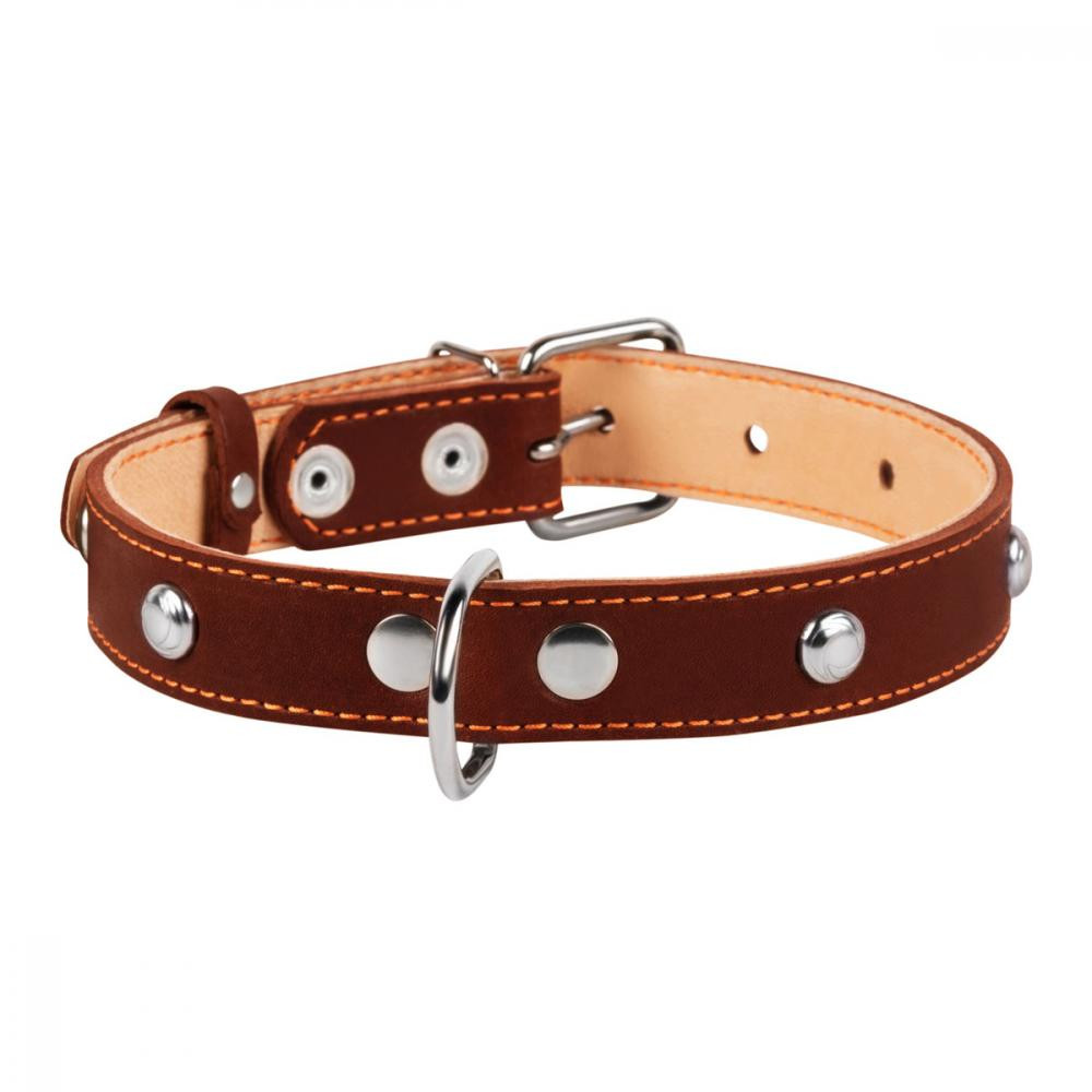 Нашийник Collar подвійний з прикрасами, коричневий 14 мм / 27-35см (00136)