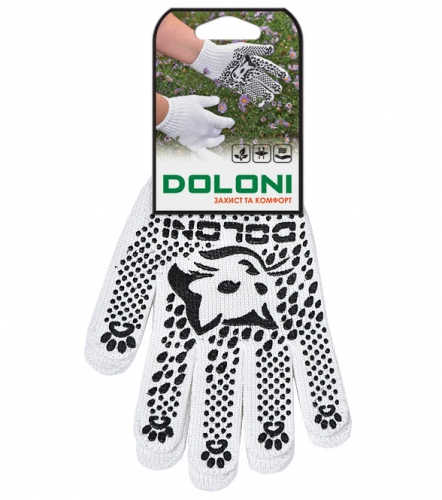 Рукавички трикотажні Doloni з ПВХ малюнком, білі (4895) 3