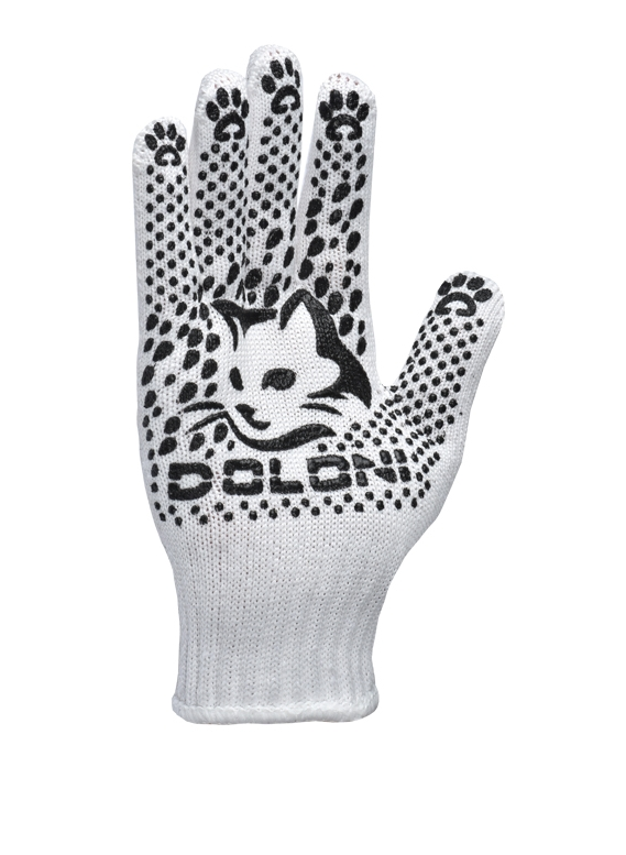 Рукавички трикотажні Doloni з ПВХ малюнком, білі (4895)