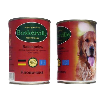 Консервований корм для собак Baskerville яловичина, 400 г 1