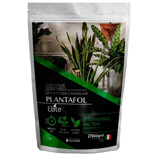 Комплексне мінеральне добриво Plantafol Elite для декор.-лист. кімнатних рослин, 100 г, NPK 30.10.10, Valagro 1