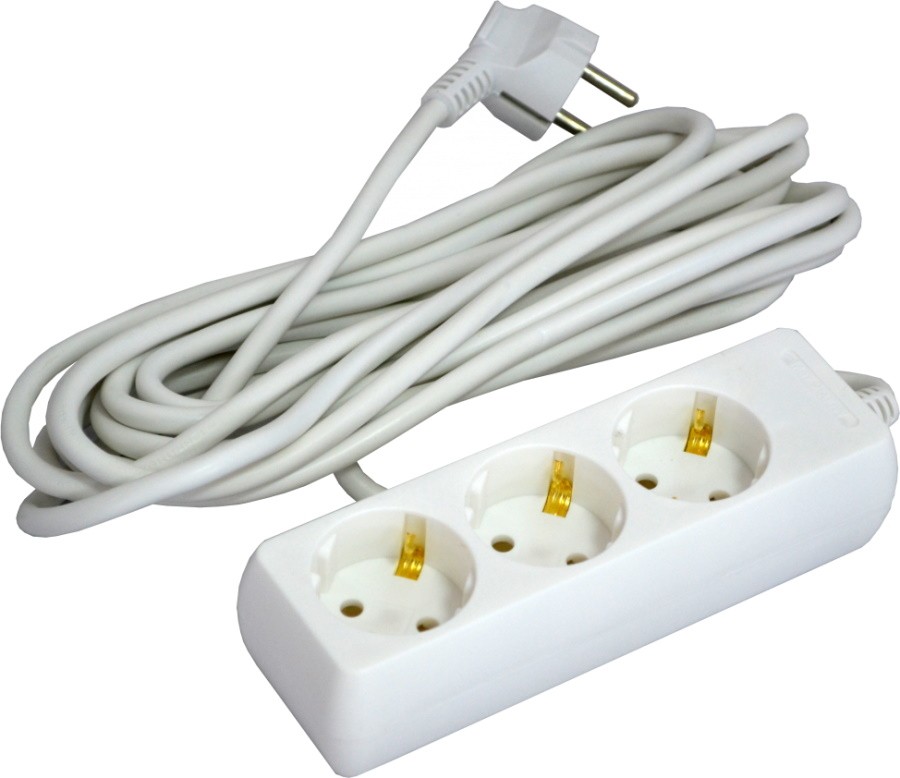 Подовжувач касетний Grunhelm G3W5M 3 розетки 5 м, 2500 Вт (102253)