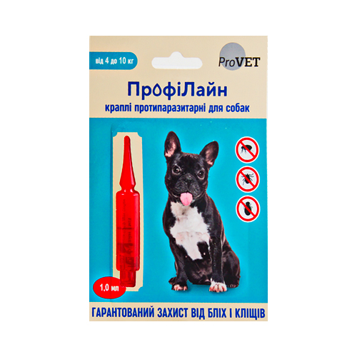 Краплі протипаразитарні Природа Профілайн ProVet для собак 4-10 кг, 1 мл