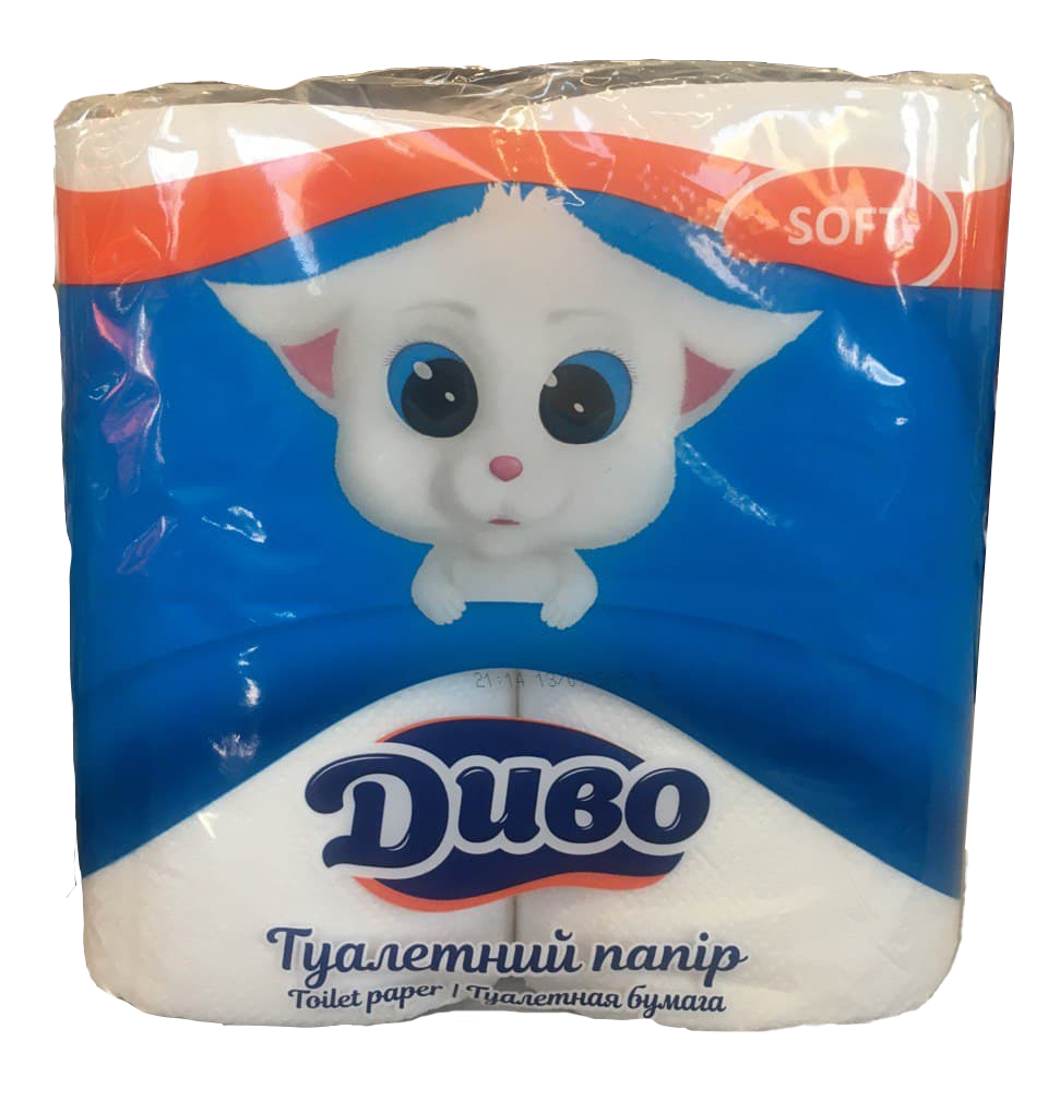 Туалетний папір Диво біла 2-х шаровий, 4 шт (10360)