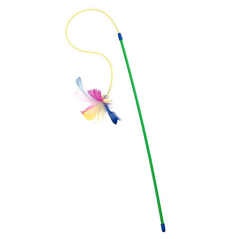 Игрушка для котов палочка с перьями на резинке , Природа 240443