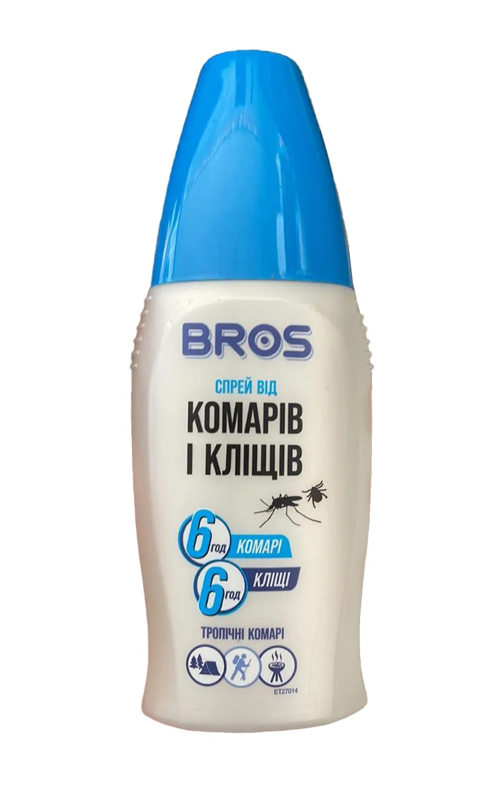 Спрей від комарів та кліщів, 100мл, BROS