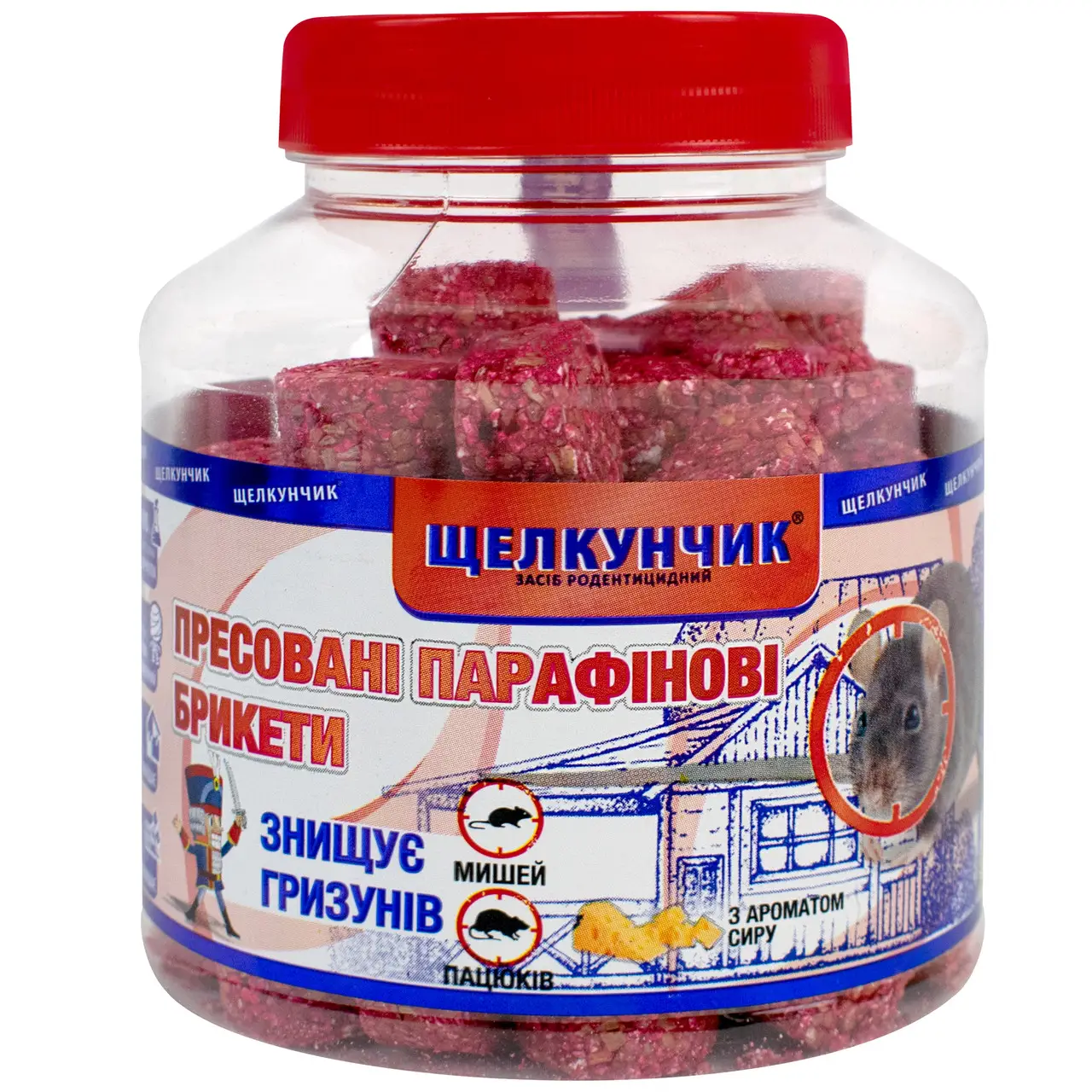 Родентициди парафінові брикети від гризунів Лускунчик з ароматом сиру, червоні, 320г