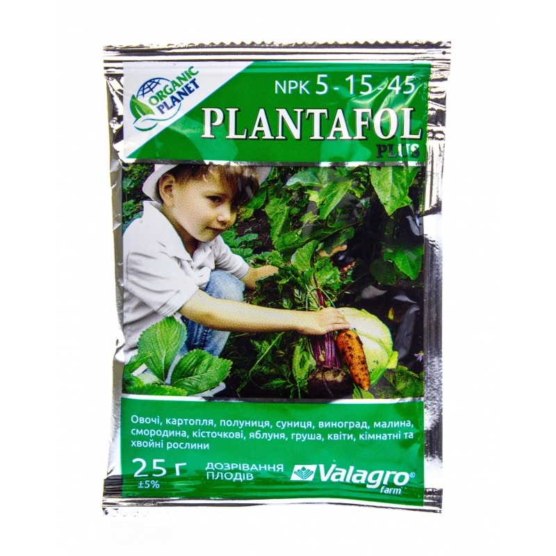 Комплексне мінеральне добриво Plantafol (Плантафол +) NPK 5.15.45, для дозрівання плодів, 25 г, Valagro (Валагро) 1