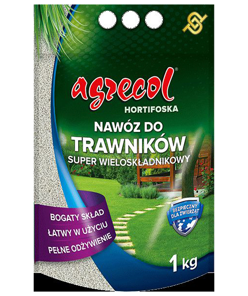 Комплексне мінеральне добриво Agrecol Hortifoska для газону NPK 15.5.10, 1 кг (600)