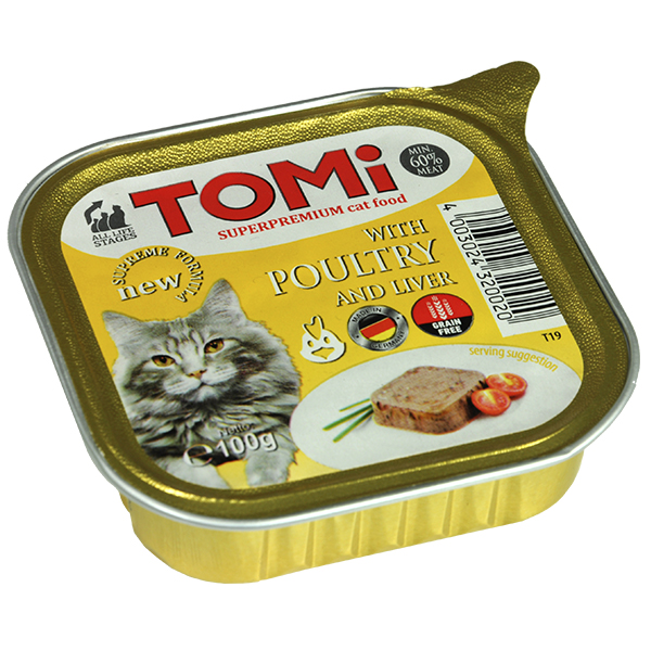 320020 NEW TOMi ПТИЦЯ Печінка (poultry, liver) консерви корм для кішок, паштет, 100 г.