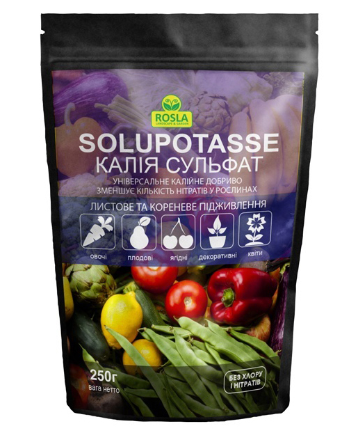 Комплексне мінеральне добриво SoluPotasse Калію Сульфат, 250 г, TM Rosla
