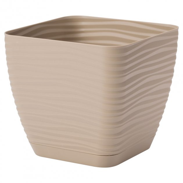 Горщик для квітів Сахара міні Квадро-17 3 л латте з підставкою