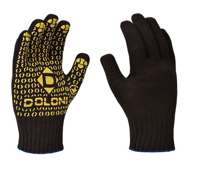 Рукавички трикотажні Doloni з ПВХ малюнком, чорні (667-6935) 2