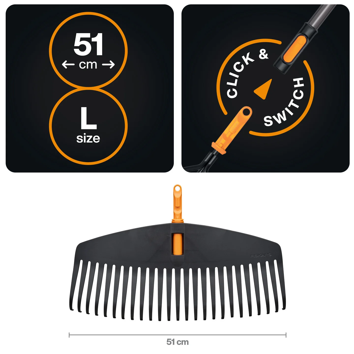 Граблі-насадка для листя Fiskars OneClick L.1080673 2