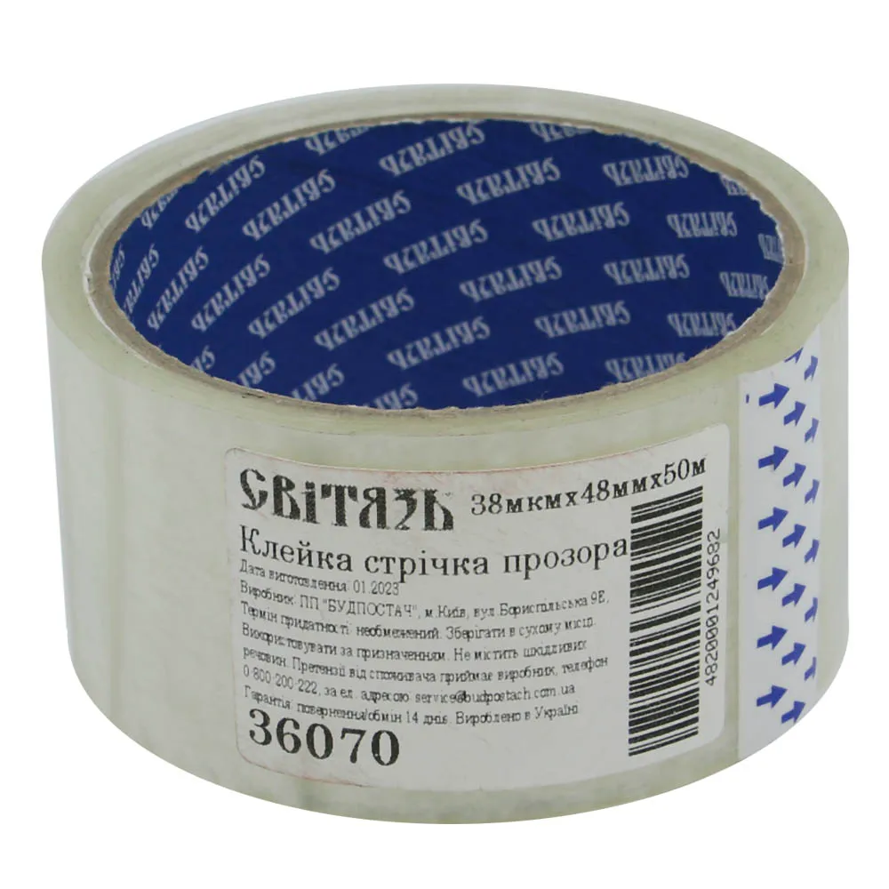 Липка стрічка прозора 38мкм*48мм*50м Світязь, 124968