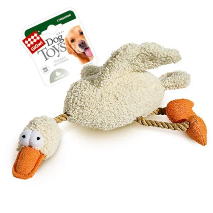 Игрушка для собак Утка с пищалкой GiGwi  Catch&fetch.текстиль,шнурок 36см,75037 1