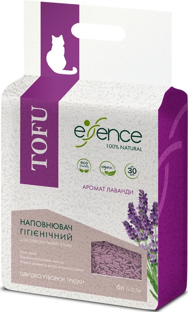 Наповнювач для котячого туалету Essence Тофу Лаванда, 6 л 1