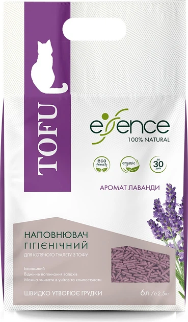 Наповнювач для котячого туалету Essence Тофу Лаванда, 6 л 2