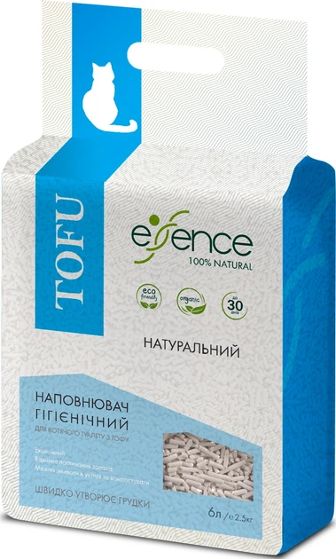 Наповнювач для котячого туалету Essence Тофу Натуральний, 6 л