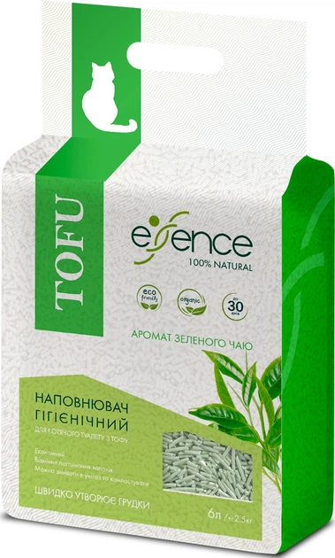 Наповнювач для котячого туалету Essence Тофу Зелений чай, 6 л