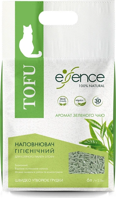 Наповнювач для котячого туалету Essence Тофу Зелений чай, 6 л 2