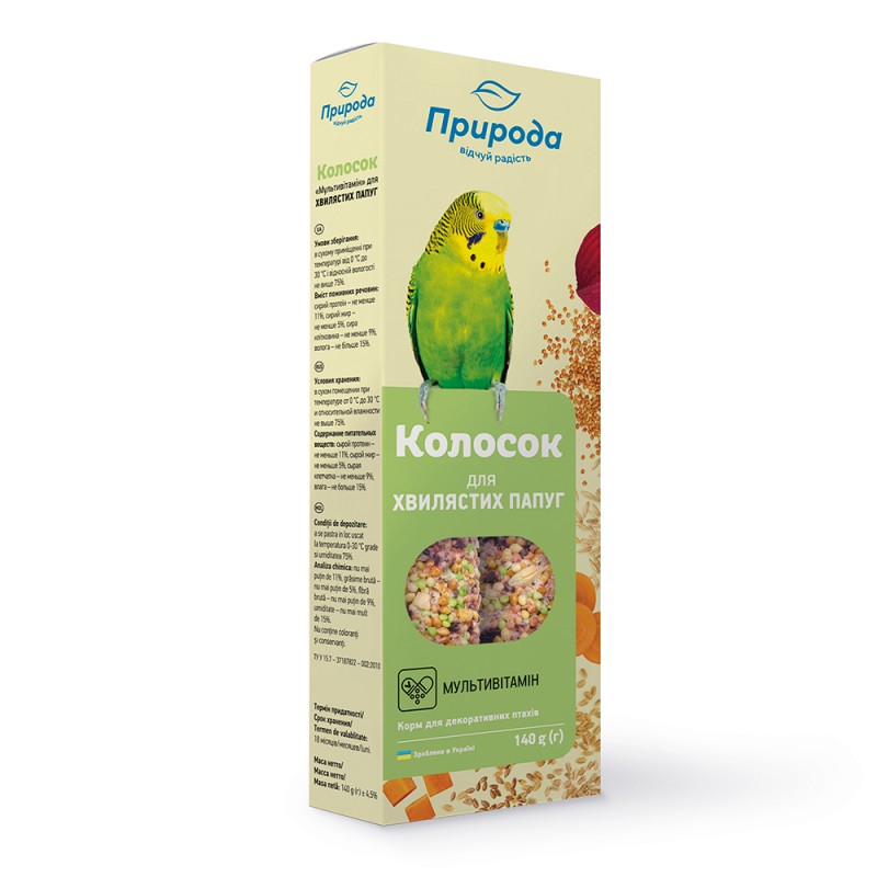 Ласощі Природа Колосок Мультивітамін для хвилястих папуг, 140 г (740020)
