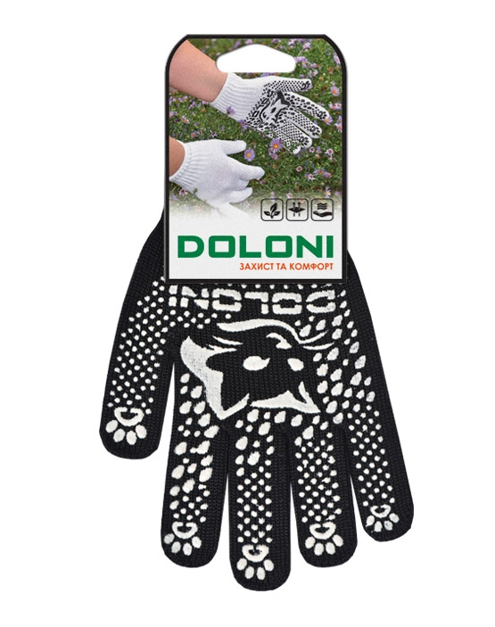 Перчатки трикотажные Doloni с ПВХ рисунком, черные (4894) 3