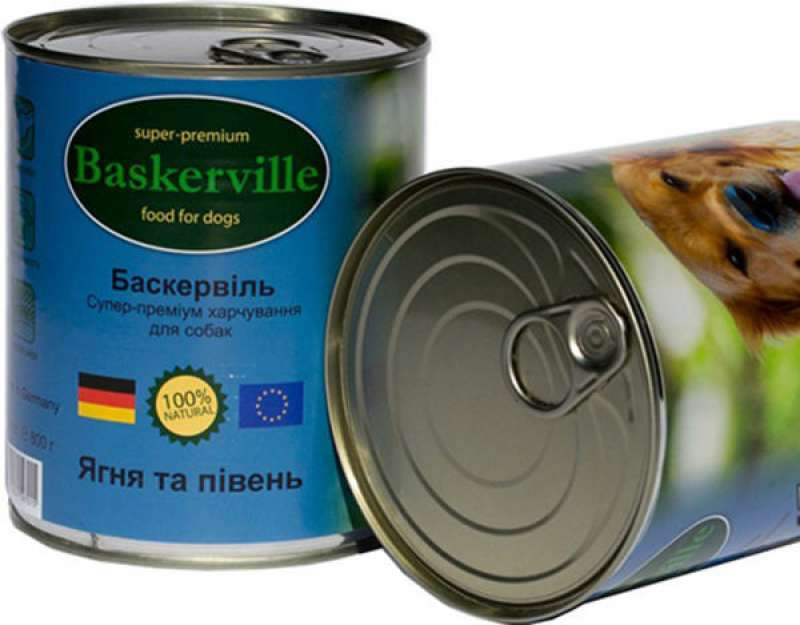 Консервы для собак Баскервіль Ягненок и петух Baskerville, 800 г