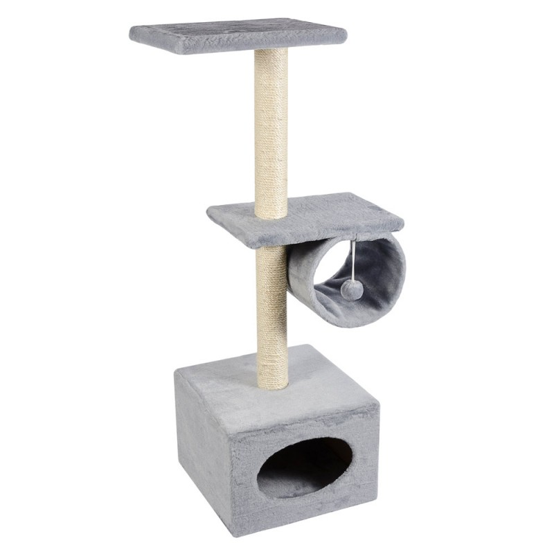 Когтеточка Природа Д22 двухэтажная с барабаном, серая (740326)
