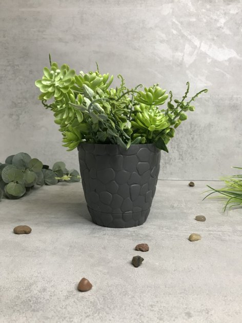 Горщик для квітів Elif Камені 0,75л антрацит (441-6) 4