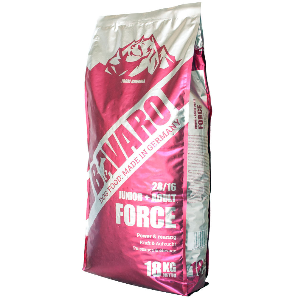 Сухий корм Bavaro Junior + Adult Force 28/16 для цуценят і дорослих собак, 18 кг