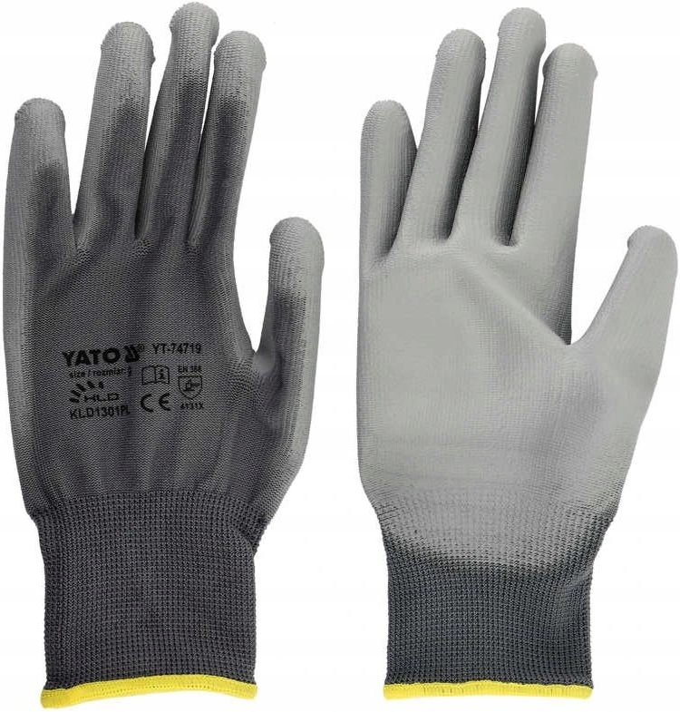 Рукавички робочі YATO нейлонові, сірі, розмір 9 (YT-74719) 3