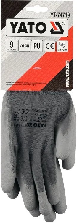 Рукавички робочі YATO нейлонові, сірі, розмір 9 (YT-74719) 2