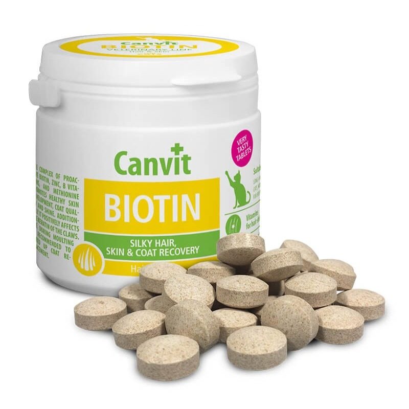 Комплекс вітамінів Canvit Biotin для шкіри, шерсті і пазурів кішок, 100 г 1