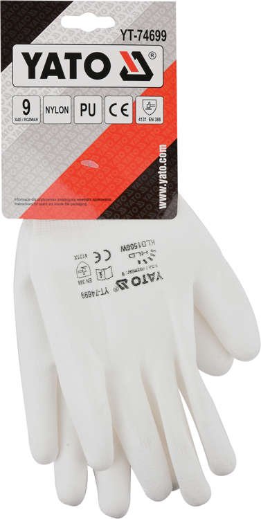 Перчатки YATO нейлоновые, белые, р. 9 (YT-74699) 2