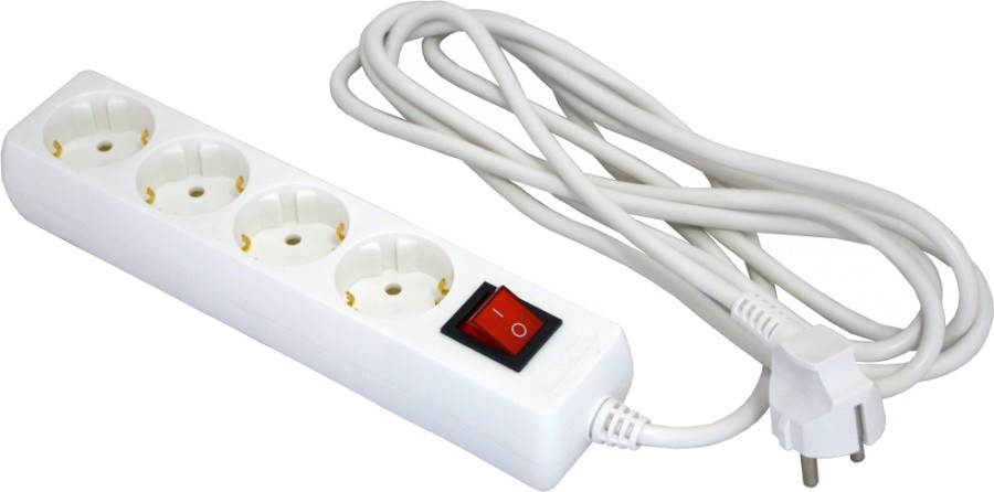 Подовжувач касетний Grunhelm GS4W3M 4 розетки 3 м, 2500 Вт (102257)