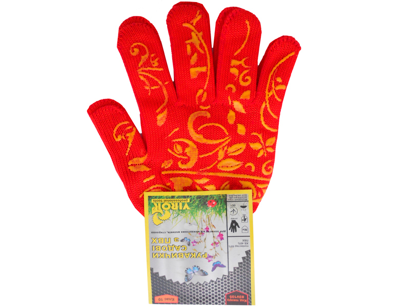 Перчатки садовые Virok (Вирок) красные с ПВХ, р. 9 (83v105)