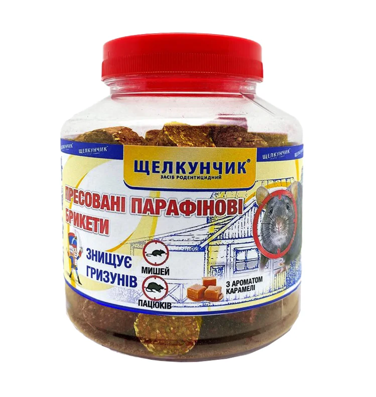 Родентицид парафиновые брикеты от грызунов Щелкунчик с карамели, желтый, 320г