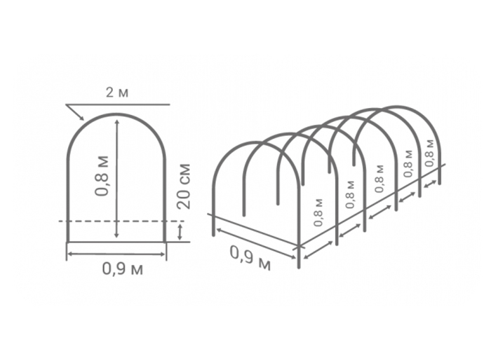 Минипарничок теплица ПарничОК, 5х0.8х0.9м, Agreen (Агрин) 1