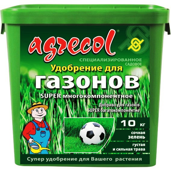 Комплексне мінеральне добриво для газонів SUPER багатокомпонентне, 10кг, NPK 20.5.9,4, Agrecol (Агрекол), 30241