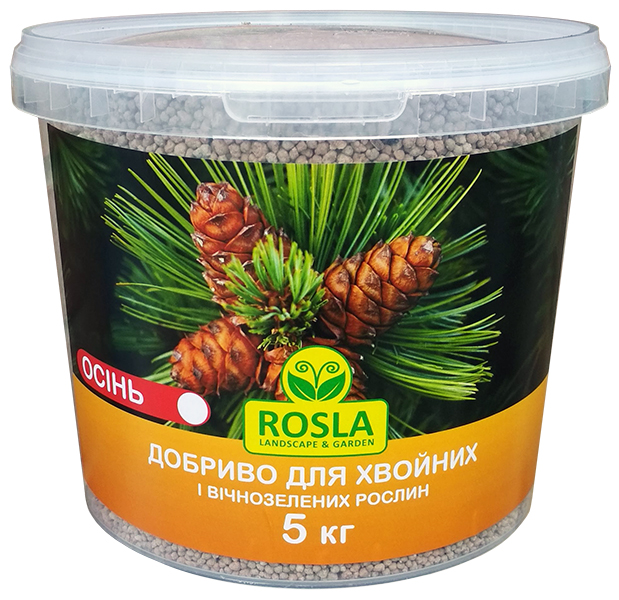 Комплексне мінеральне добриво для хвойних і вічнозелених рослин TM ROSLA, 5кг, NPK 5.15.30, Осінь, Arvi Fertis (Арві Фертіс)