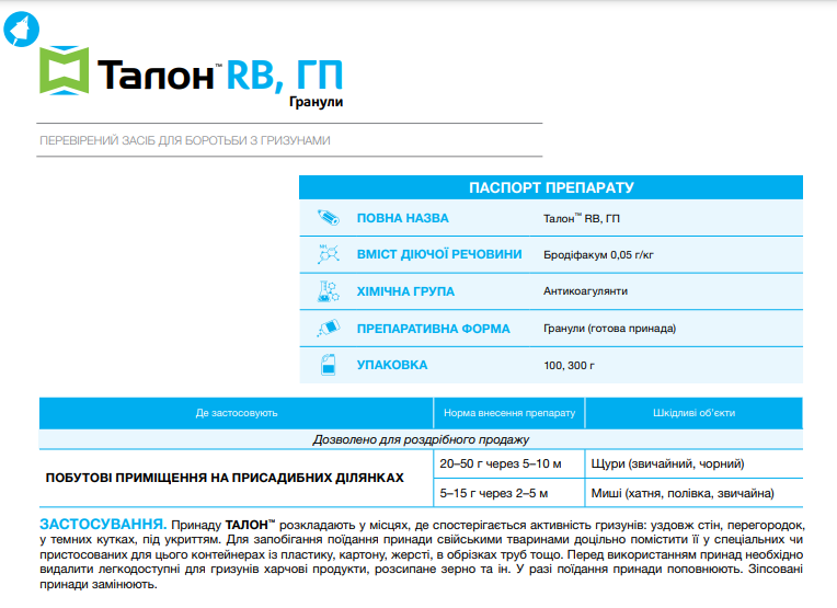 Родентицид гранули Талон, 300гр Syngenta (Сингента) 2