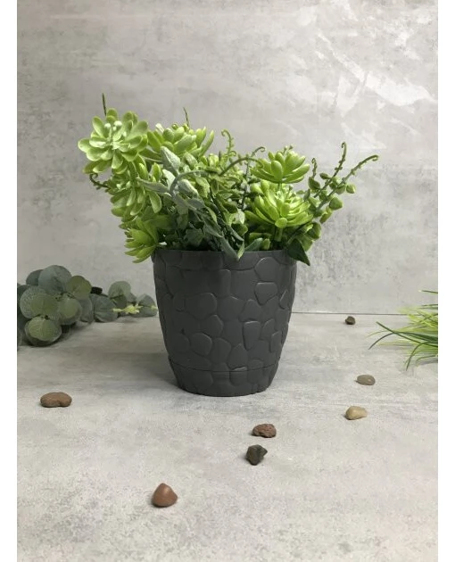 Горщик для квітів Elif Камені 3 л антрацит (443-6) 3