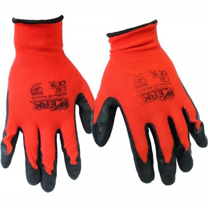 Перчатки рабочие Werk, трикотаж/латекс, красные (WE2110H),74415
