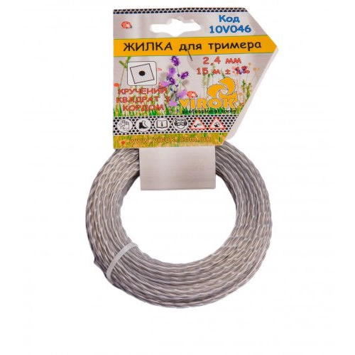 Жилка для тримера VIROK 2.4 мм*15 м, квадрат (10V046) 1