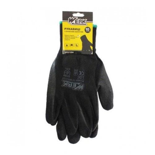 Рукавички робочі Werk, трикотаж / латекс, чорні (WE2125H) 1