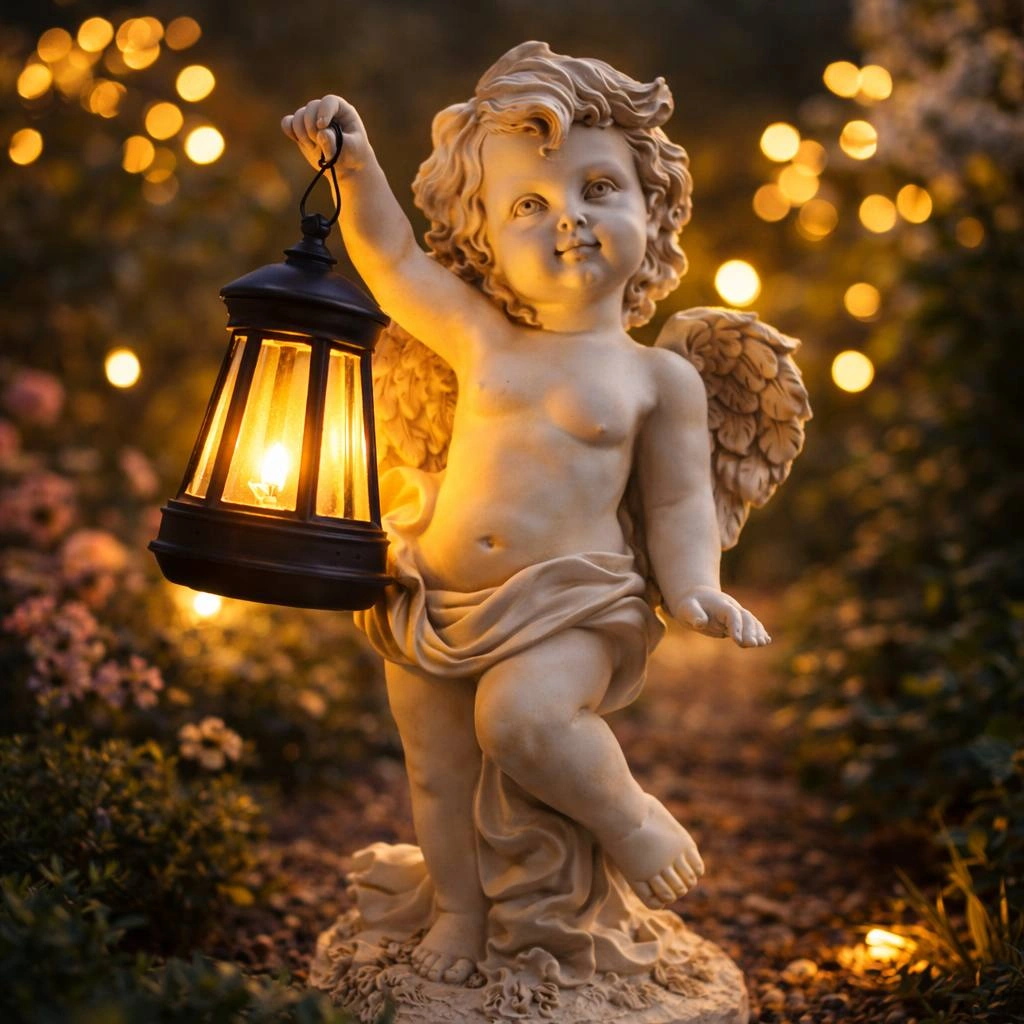 Декоративна фігура Янгол з сонячний ліхтарем 4