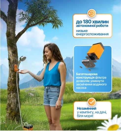 Портативный аккумуляторный душ для кемпинга 7