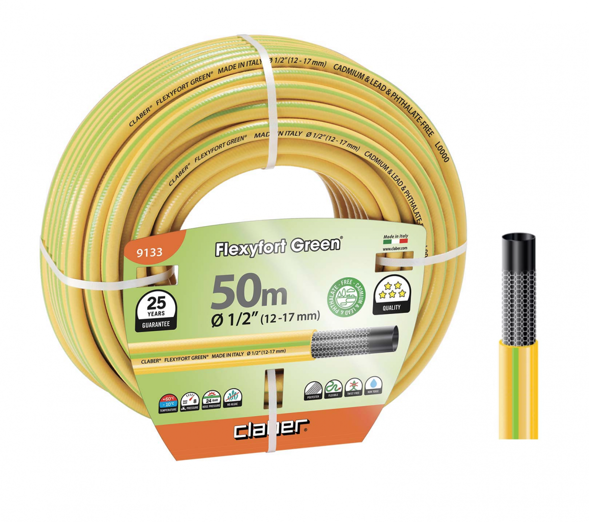 Шланг поливальний Claber 9133 Flexyfort Green 1/2 - 50 м (81168)